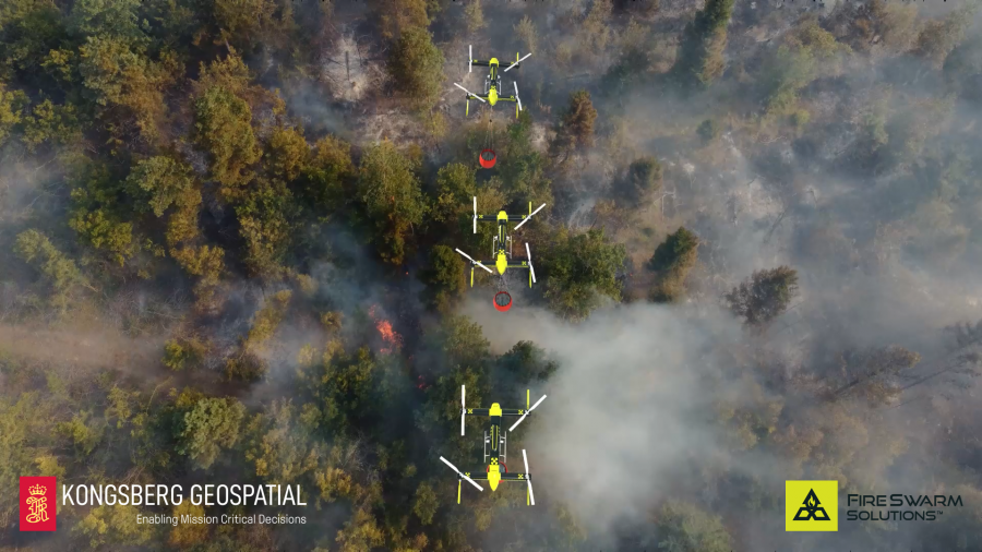 Kongsberg Geospatial and FireSwarm Join Forces to Strengthen Early Wildfire Suppression and Drone Swarm Logistics