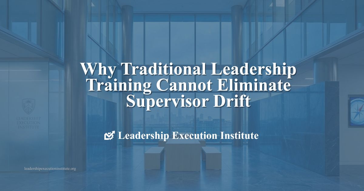 Leadership Execution Institute Defines Evaluation Framework Explaining Why Training Cannot Eliminate Supervisor Drift